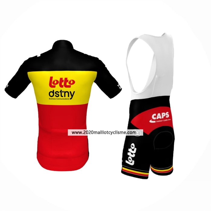 2024 Maillot Cyclisme Lotto Dstny Noir Jaune Rouge Manches Courtes Et Cuissard